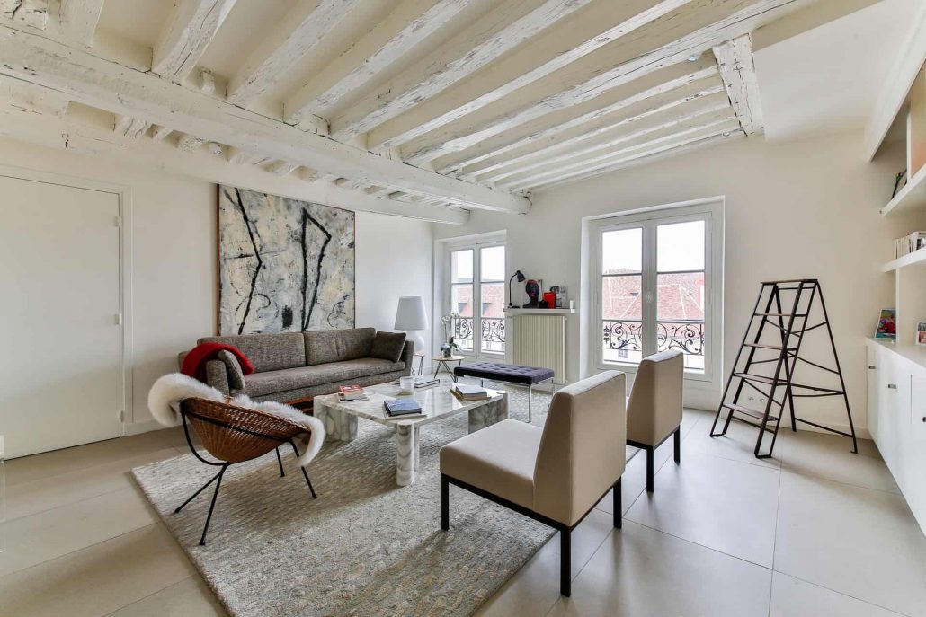 Salón con decoración escandinava
