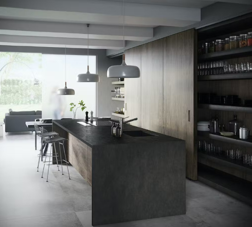 Isla de cocina de Dekton en color Kreta by Cosentino